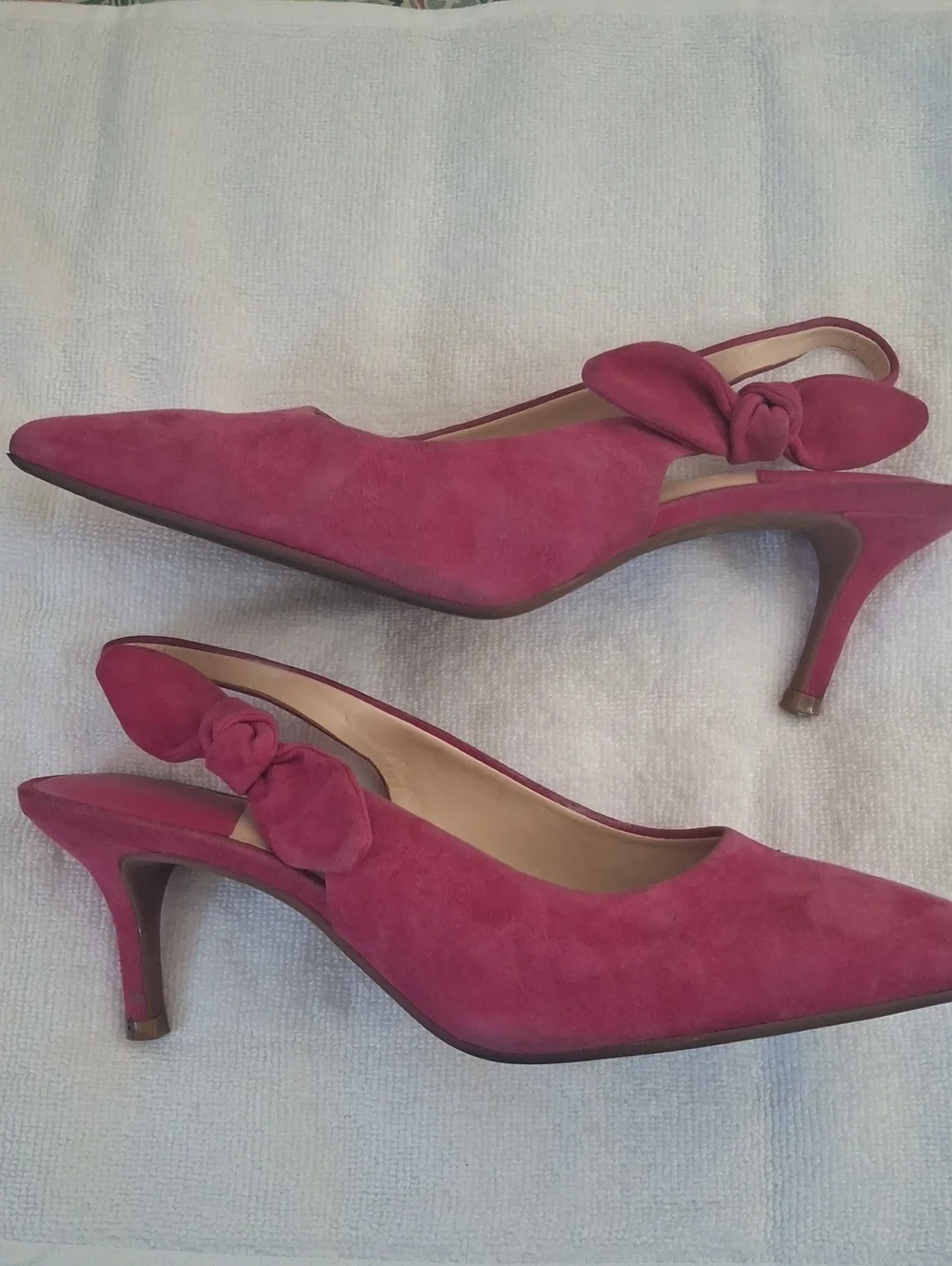 Alex Marie Berry Pink Pointed Slingback Heels with Side Bow